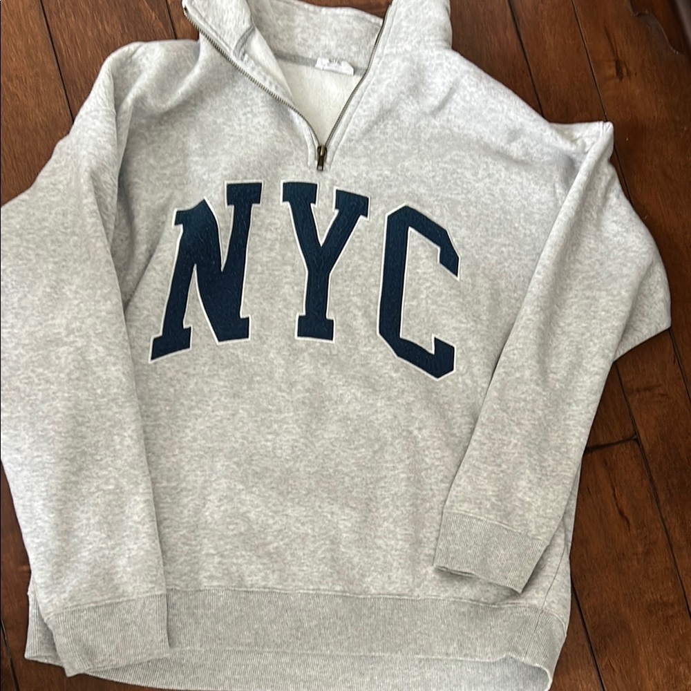 Gray NYC Quarter-Zip Sweatshirt